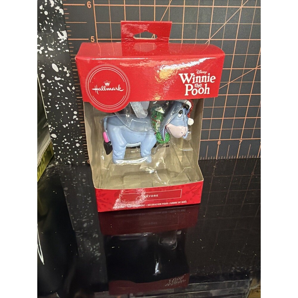 Hallmark Disney Winnie the Pooh Eeyore Christmas Ornament Santa Hat Wreath NIB
